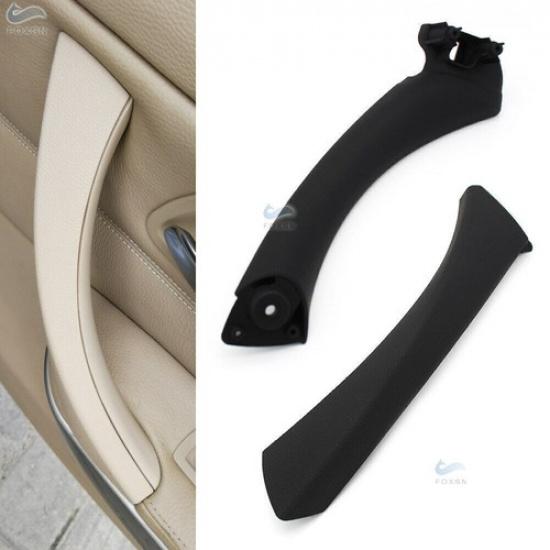 Left Side Inner Door Panel Handle + Outer Pull Trim Cover for BMW E90 328i Black