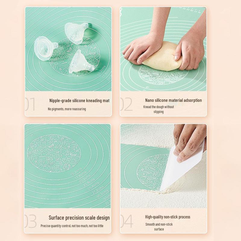 Thick Silicone Non-Slip Kneading & Rolling Mat for Baking