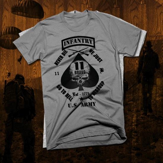 Army infantry t-shirt 11 Bravo Iraq Afghan War Combat Veteran follow me USA L