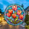 2D Flat Tulips and Roses Flower Acrylic Decoration Sign, Home Decor Plaque Hanging Wall Art Decorative Garden Decoration for Room Door Signs Hanging S