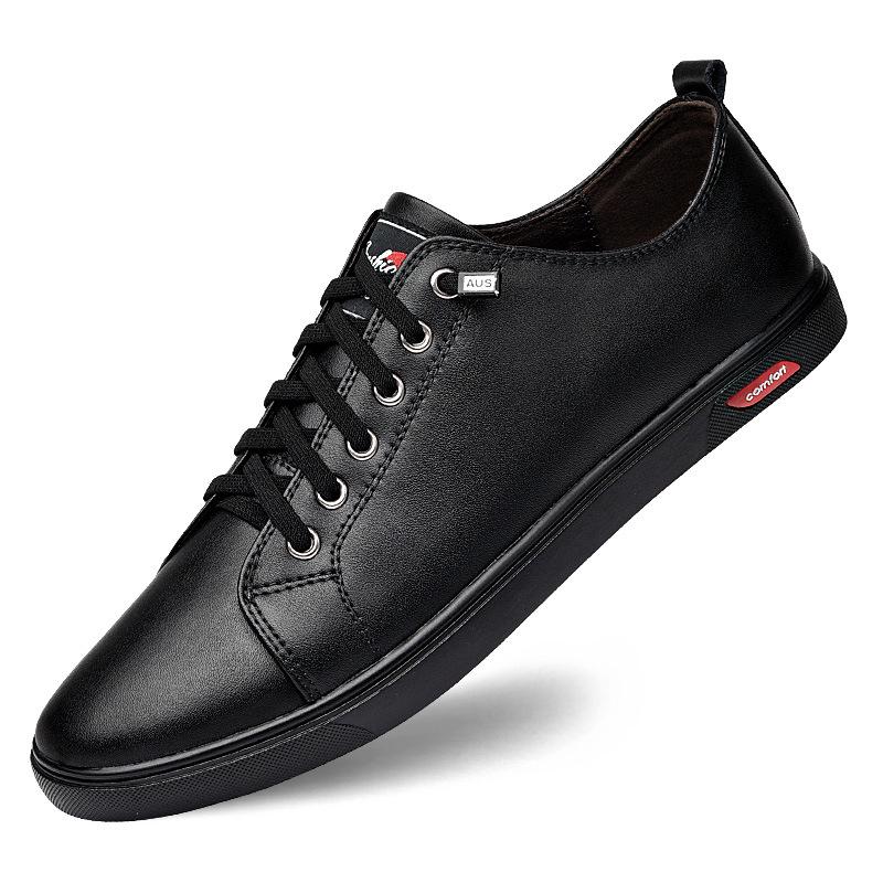 Trendy Men s Korean Style Casual Leather Low-Top Lace-up Shoes 41