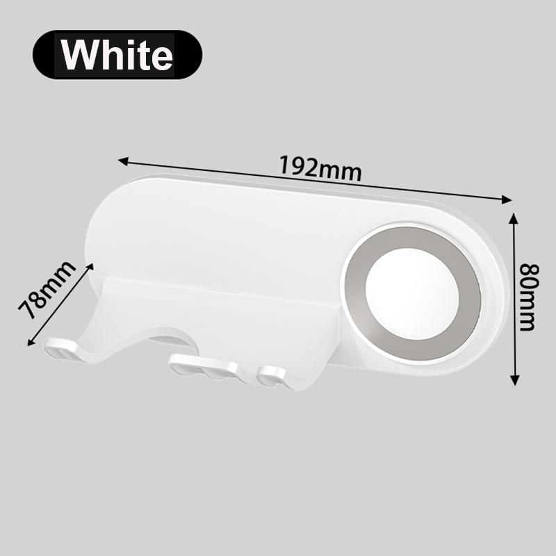 White Magnetic Holder For Hair Dryer Nozzles - Drill-Free Plastic Mount Universal Fit For Dysonleihen Bathroom Accessories