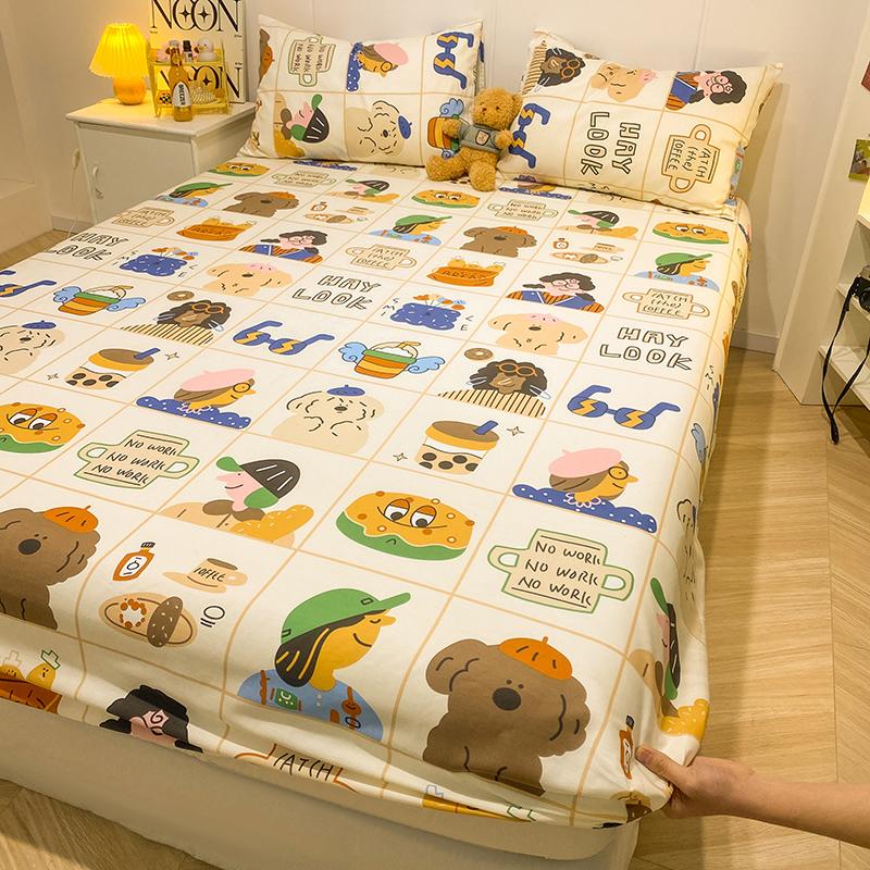 Bonenjoy 1pc Reine Baumwolle Spannbettlaken Mit Elastischen Cartoon Auto Druck Bettbezug Einzel Queen Size Unterlaken(Kein Kissenbezug)