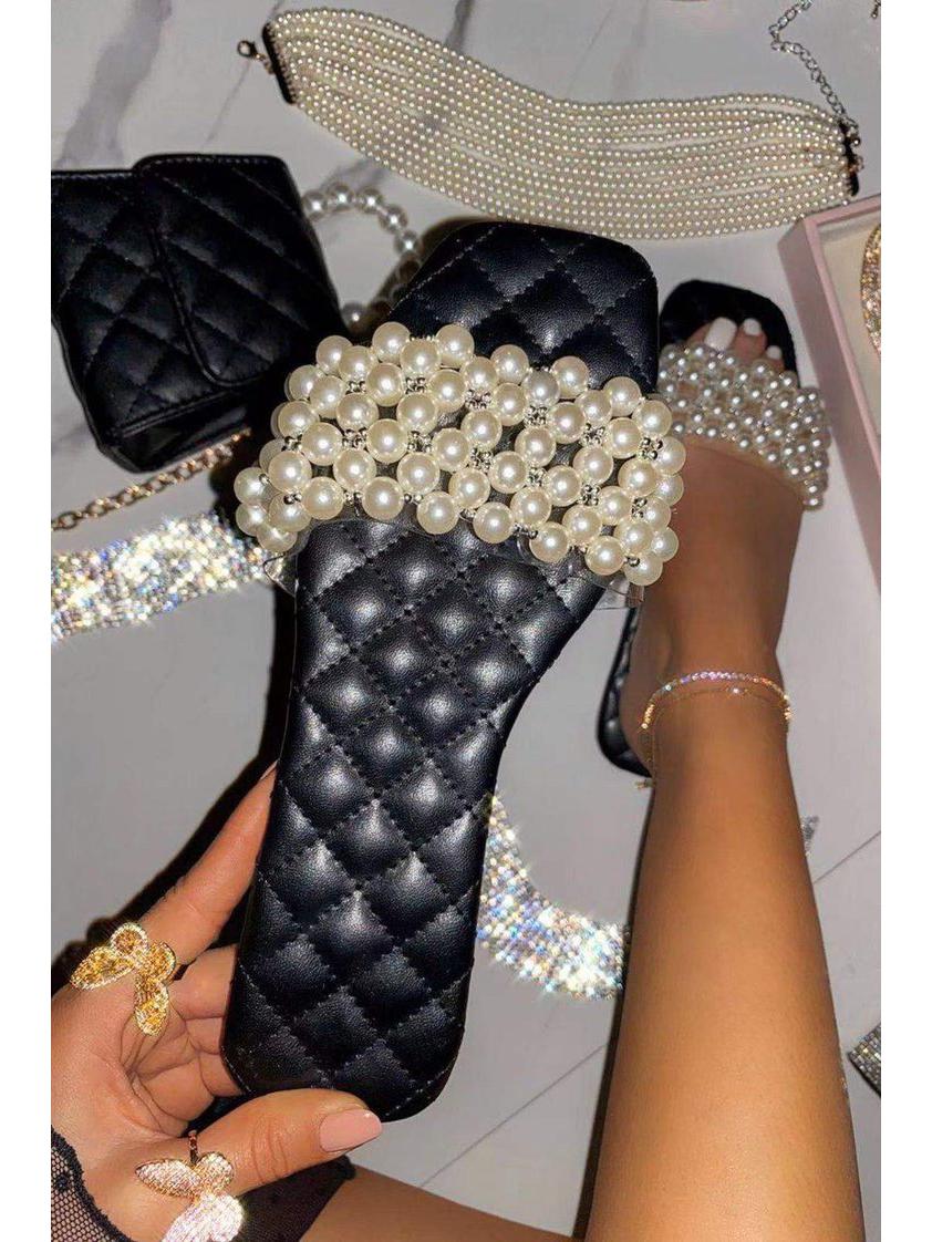 

Женские сандалии на плоской подошве в стиле феи, расшитые бисером, 2021 г. 35 чёрный