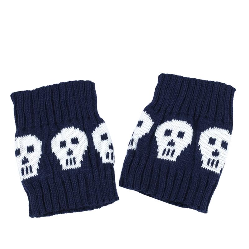 Lolitas Leg Warmers Punk Skull Knitted Leg Sleeves Goth Baggy Cuffs Ankle Heap Socks JK Uniform Foot Cover Streetwear