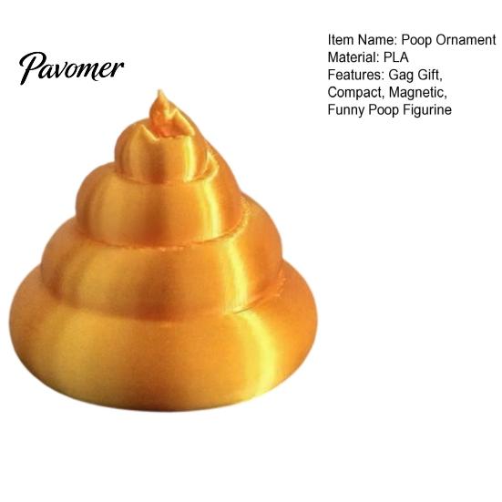 Joke Gift Idea Magnetic Golden Poop Ornament, 3D Printed Table Decoration, Ornament Funny Prank Figurine, Gag for Friends
