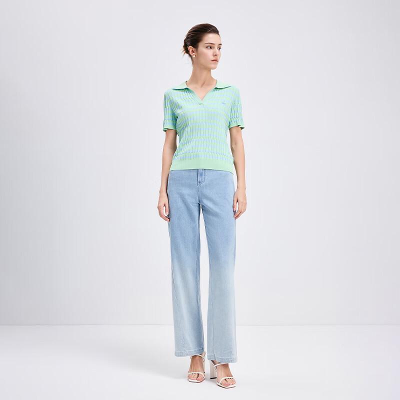 Navigare Women's Thin Blue Gradient Straight Leg Jeans