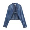 Fashion Style 2024 Spring/Summer New Arrival Women's Clothing Easiest for Match Long Sleeves Open Back Washed Denim Shirt 8197041 400