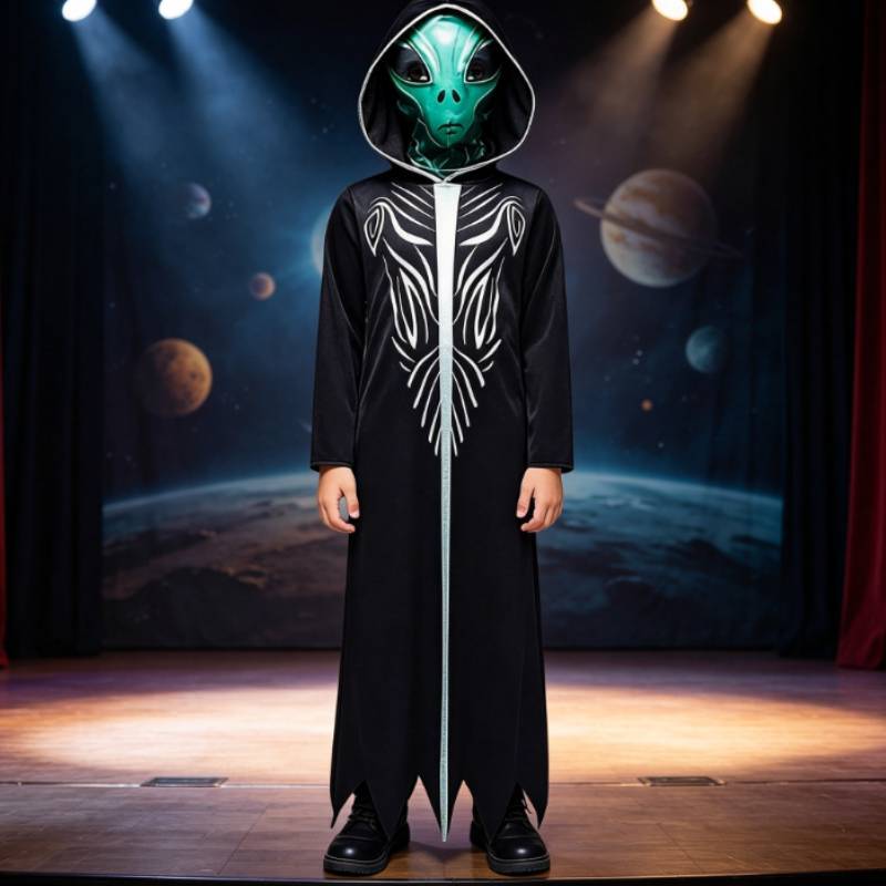 Costume da Ombra Aliena per Bambini con Design Stampato per Halloween e Spettacoli Teatrali