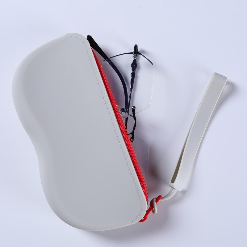 Women Girls Dustproof Glasses Box for Women Men Solid Colour Silicone Zipper Glasses Storage Waterproof Bag Cosmetic Coin Bag