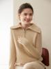 Damen Dick gestrickter Kaschmirpullover - Großer Reverskragen, Polo-Kragen mit halbem Reißverschluss, Vielseitige lockere Passform für Herbst und Winter