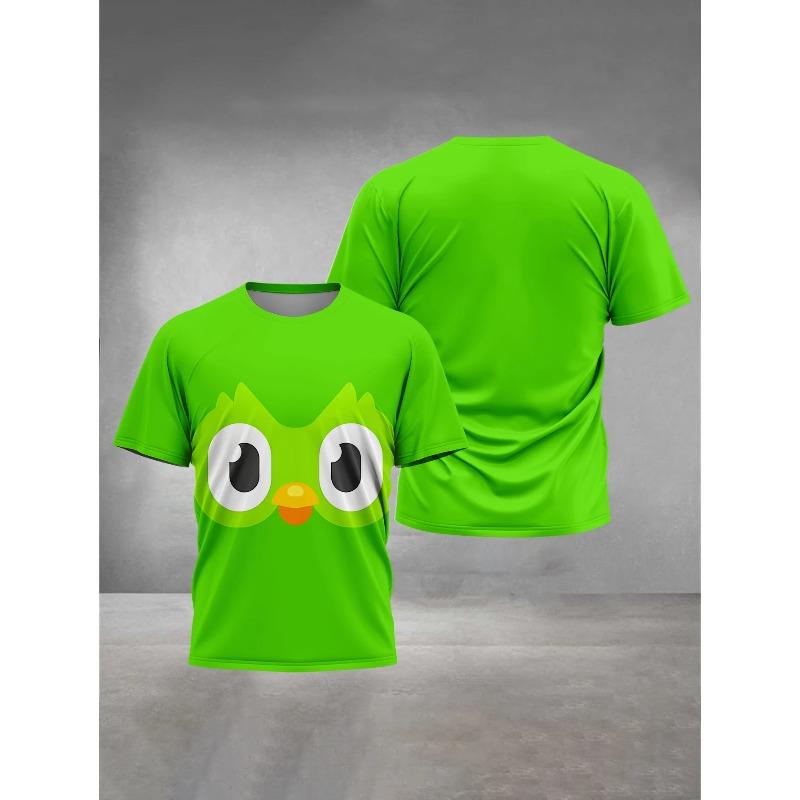 3D-gedruckte Herrenbekleidung Herren Damen Allgemeine Outdoor-Bekleidung Geeignet für Cartoon Duolingo Herren Bequemes T-Shirt Oberteile