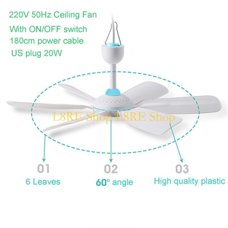 L8RE Silent Ceiling Fans 220V 20W No Light for Bedroom Living Room Office Hanging Fan