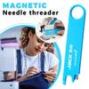 Ferramenta Auxiliar de Costura Compacta Enfiador de Agulha Anti-Perfuração c/ Lupa Régua Absorção Magnética Escala de Enfiamento Nano de Um Segundo