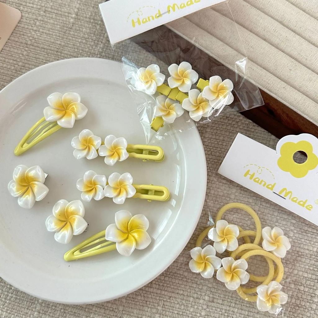 Sweet Cute Children Flower Hair Clip Women New Korean Temperament Rubber Band Hair Loop Beach Vacation Hair Accessories