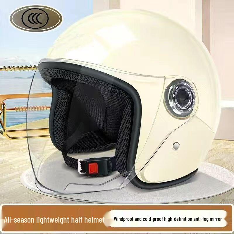 Certified Electric Vehicle Helmet with Cold Protection and Neck Gaiter – Unisex Half Helmet for Motorcycle Safety