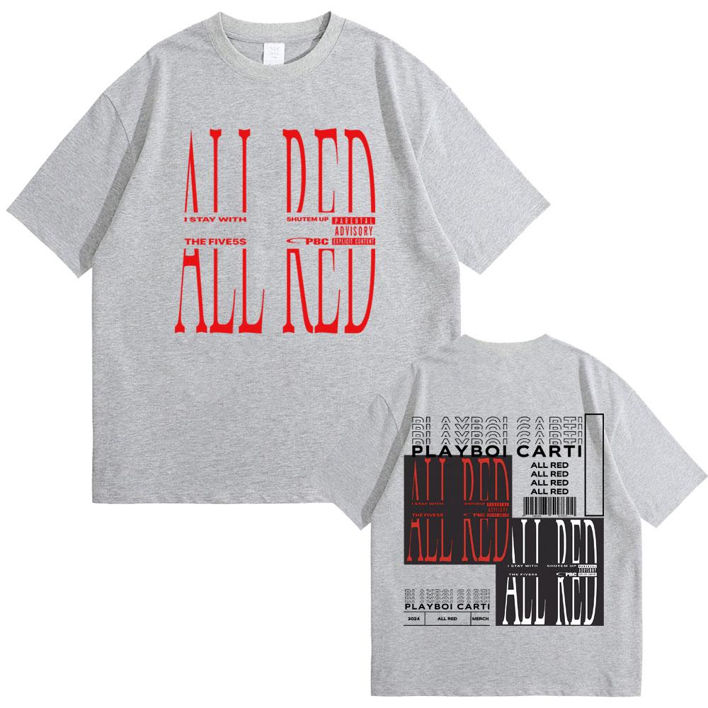 Rapper Playboi Carti Celé červené album Grafické tričko Opium 2024 Pop Out Whole Lotta Red Tričko Pánské Dámské Módní Hip Hop Trička