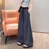 Summer Plus Size Plaid Wide-Leg Pants - Korean Style, Loose, Slimming, Meat-Concealing