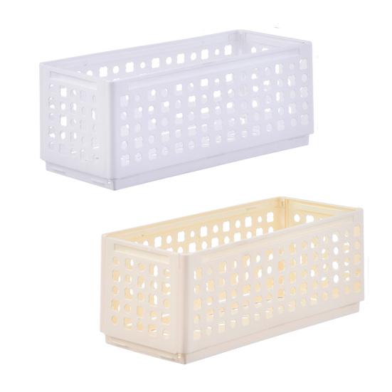 Storage Box Foldable Stackable Organizer with Ventilated Hollow Design Space Saving Storage Bin for Household Travel