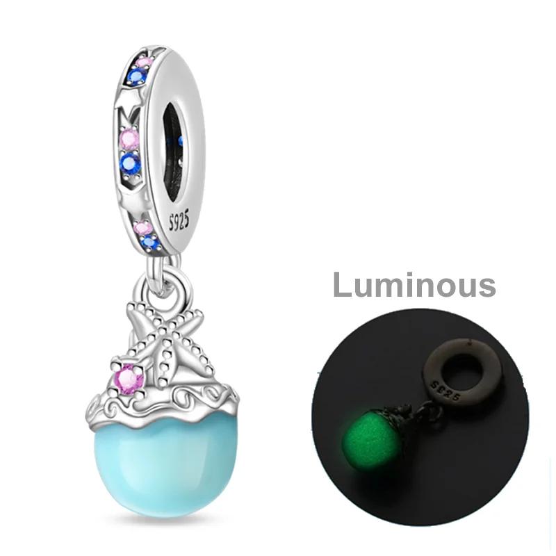 Copper Sea Fish Charms Bead Luminous Turtle Octopus Conch Pendant Fit Original Bracelet Diy Women Jewelry