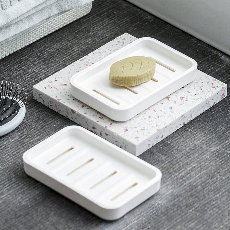 2PCS Soap Dish Plastic Soap Holder for Bathroom Shower Double Layer Draining Soap Dish Tray Easy to Clean Soap Case