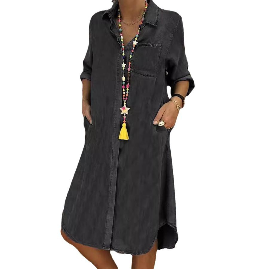 Plus Size Women's Denim Dresses for Women Imported Solid Color Plus Size Casual Dress