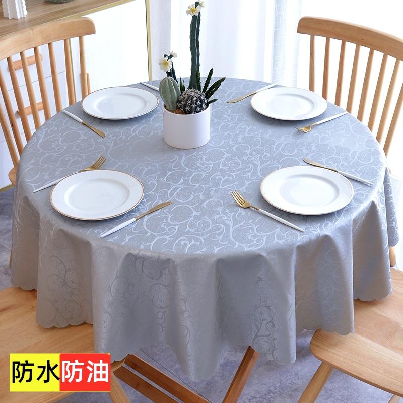 European Style Fabric Wedding Pad Round Household Printed Waterproof Desk Cloth Solid Color Hanging Non Washable Tablecloth