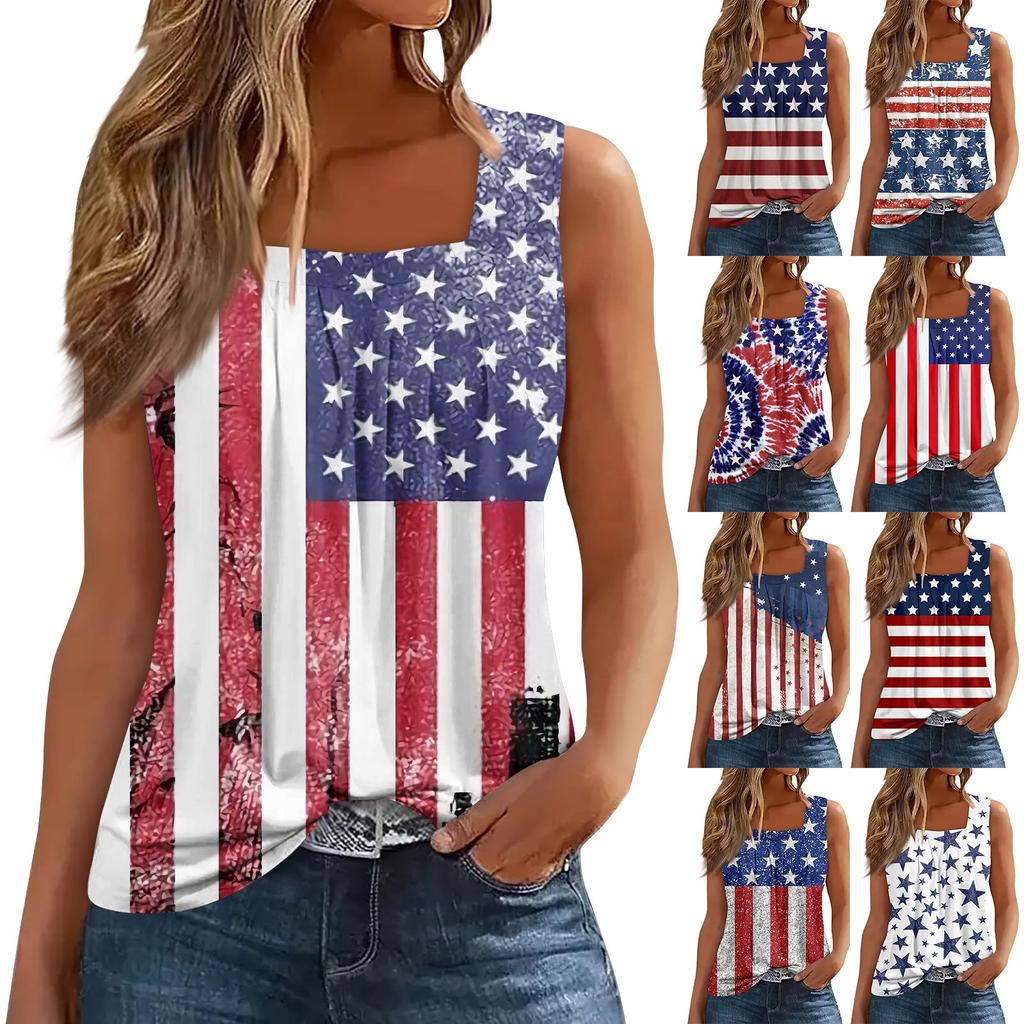 Ärmelloses T-Shirt mit plissiertem, quadratischem Kragen für Damen