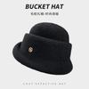 Hepburn Style Elegant Woolen Top Hat Women'S Autumn And Winter Temperament Advanced Sense Knitted Bucket Hat Warm Windproof Thousand Gold Hat