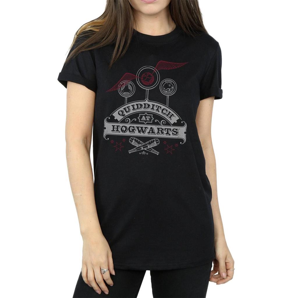 Harry Potter Womens/Ladies Quidditch At Hogwarts Cotton Boyfriend T-Shirt