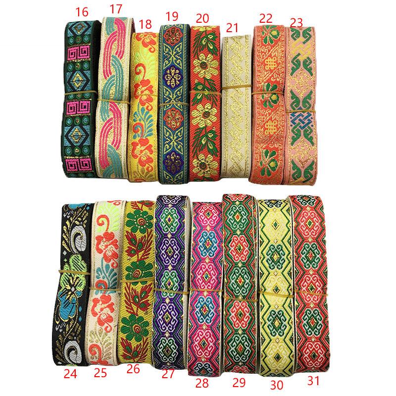 Diy handgefertigte Materialien 1 Streifen 7 Meter 2,5 cm Stickerei Ethnische Spitze Computer Jacquard Vorhang Heimtextilien Kleidung Spitzenzubehör