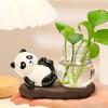Desktop Glass Planter Vase Holder Small Cute Ceramic Panda Hydroponic Vase Decorative Flowers Plants Pot for Desk Table Centerpiece