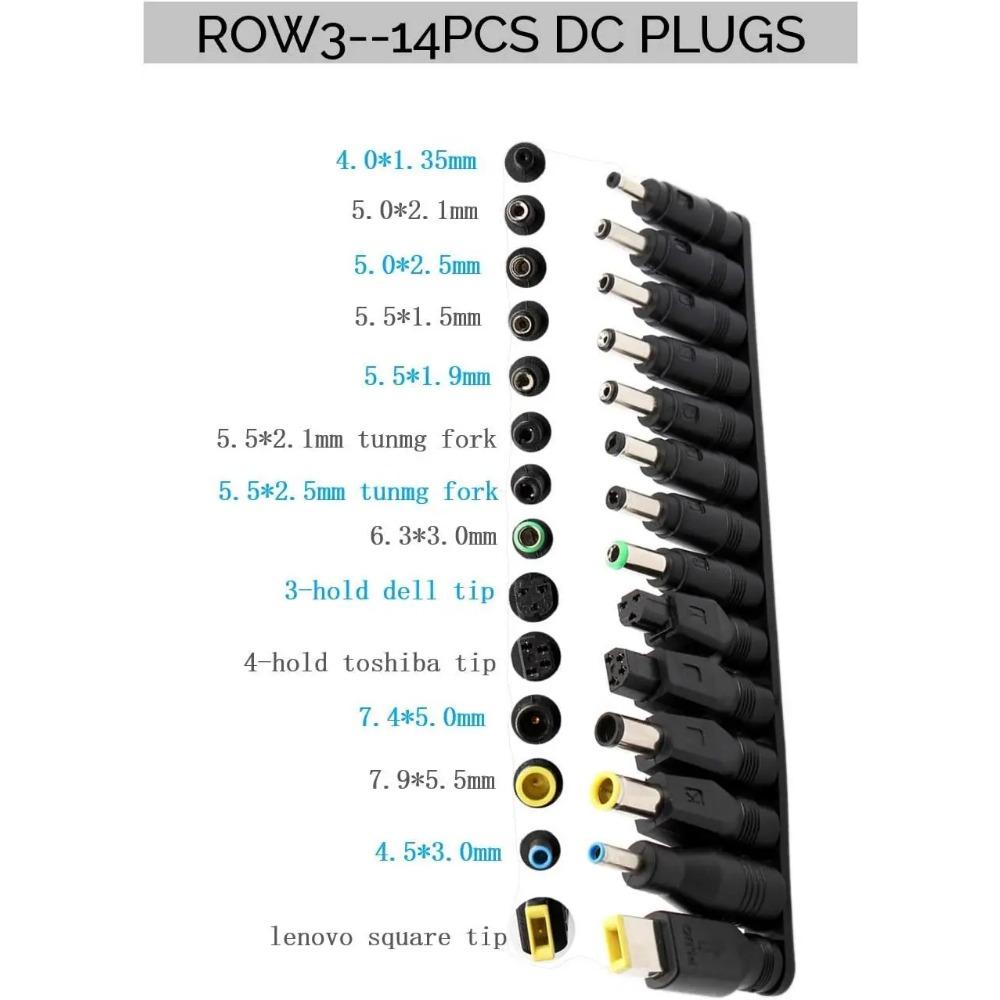 34 Pcs Universal Laptop Notebook DC Plug Set Jack Tips for 5.5 mm x 2.1 mm AC Power Adapter Connector Kits
