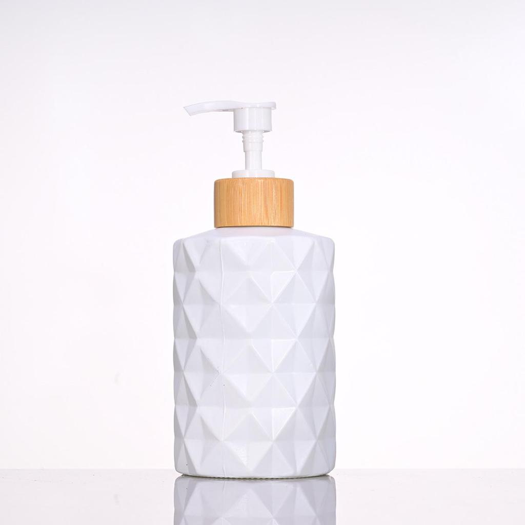 Rhombus Glass Soap, Shampoo & Lotion Dispenser Bottle - Press-Type Refillable