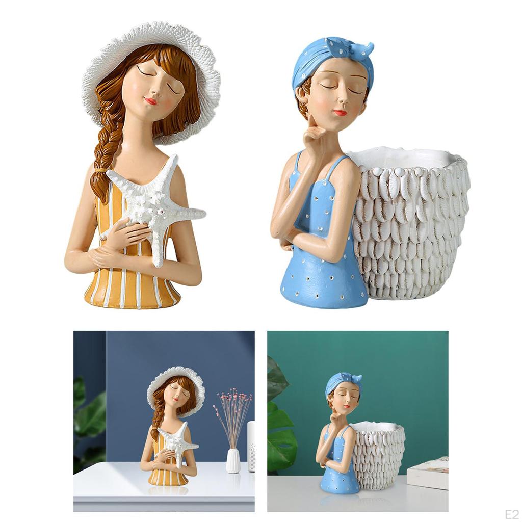 Figurine Storage Pencil Artware Collectible Statue Sculpture for Bedside Table Bedroom Living Room