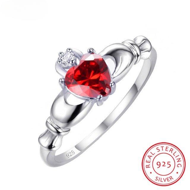 

Настоящее кольцо из стерлингового серебра S925 Claddagh, милые кольца в форме сердца и короны для женщин, обручальные кольца, синее, белое огненное опаловое кольцо, ювелирные изделия из фианита 9
