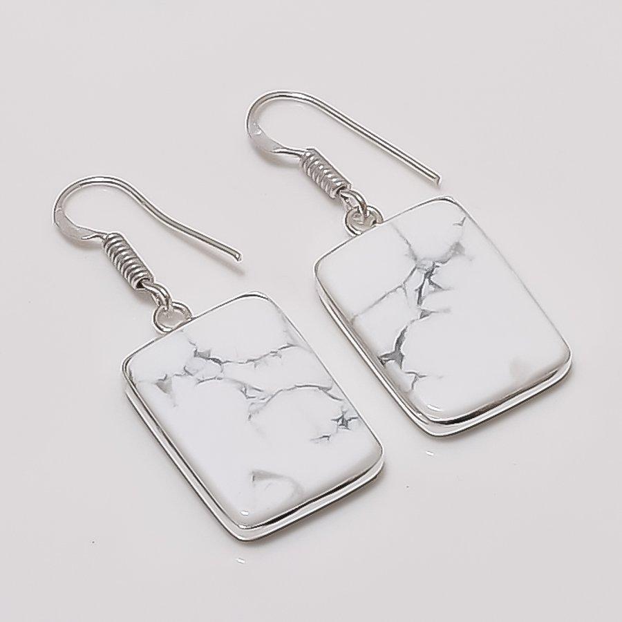 

Natural Howlite Gemstone Handmade 925 Sterling Silver Jewelry Earring 1.58 AEE-11033