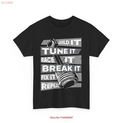 Mechanic T Shirt Build It Tune Race Break Fix Repeat Unisex Vintage Designer Clothes Top For Everyday Wear Stretched Homme