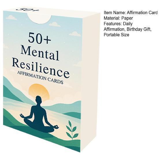 55Pcs/Set Mental Resilience Affirmation Card Stress Relief Motivational Card Deck Encouragement Mindfulness Meditation Self-Care Emotional Wellness