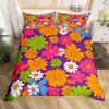 Erosebridal 60S 70S Hippie Duvet Cover Twin Vintage Boho Sun Bedding Set Groovy Flowers Clouds Love Hearts Comforter Cover for Kids Girls Te