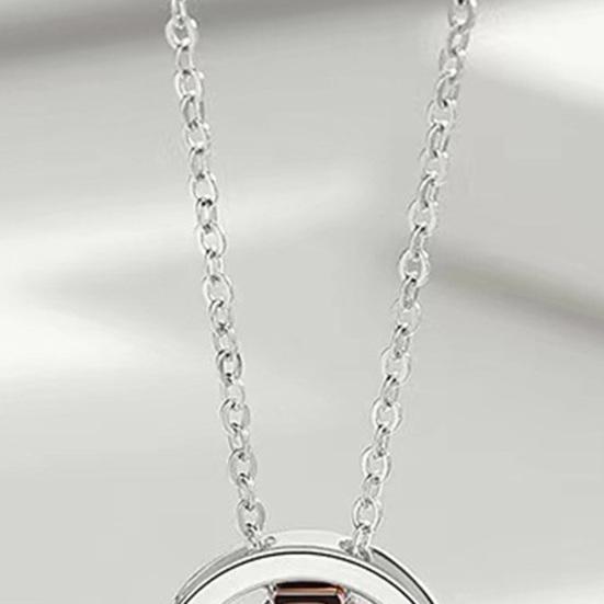 Ring Charm Couple Necklace Dual Rings Pendant Necklace Her Beast His Beauty Alloy Necklace for Valentine's Day Anniversary Birthday Gift