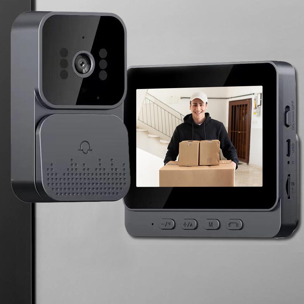 Wireless Visual Smart Doorbell with Screen, Voice Intercom, and Infrared Night Vision Monitoring.
