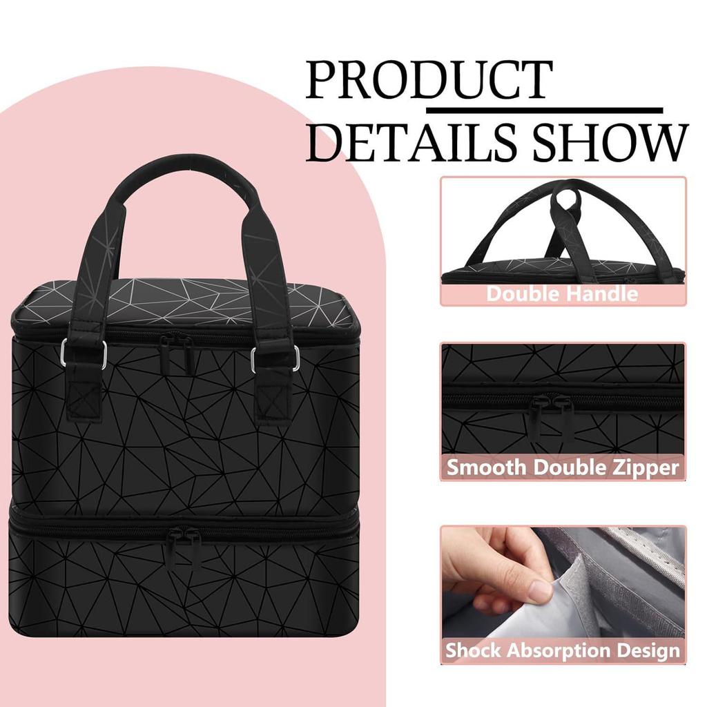 Elegant Travel Makeup Bag: Double-Layer Nail Polish Storage for 42 Bottles
