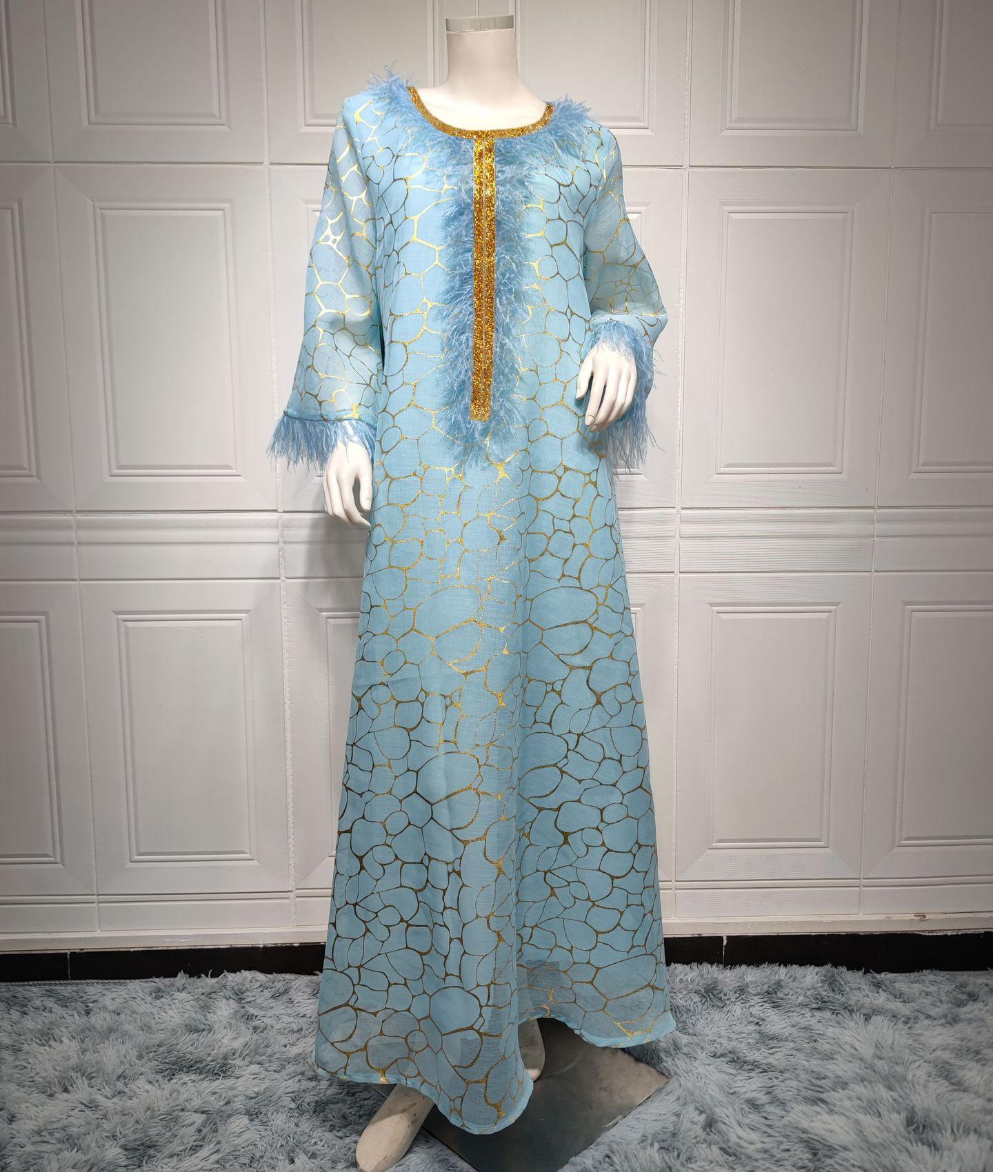 

Платье Дубай, бронзовое, со стразами, узкое мусульманское платье, многоцветное XXL синий