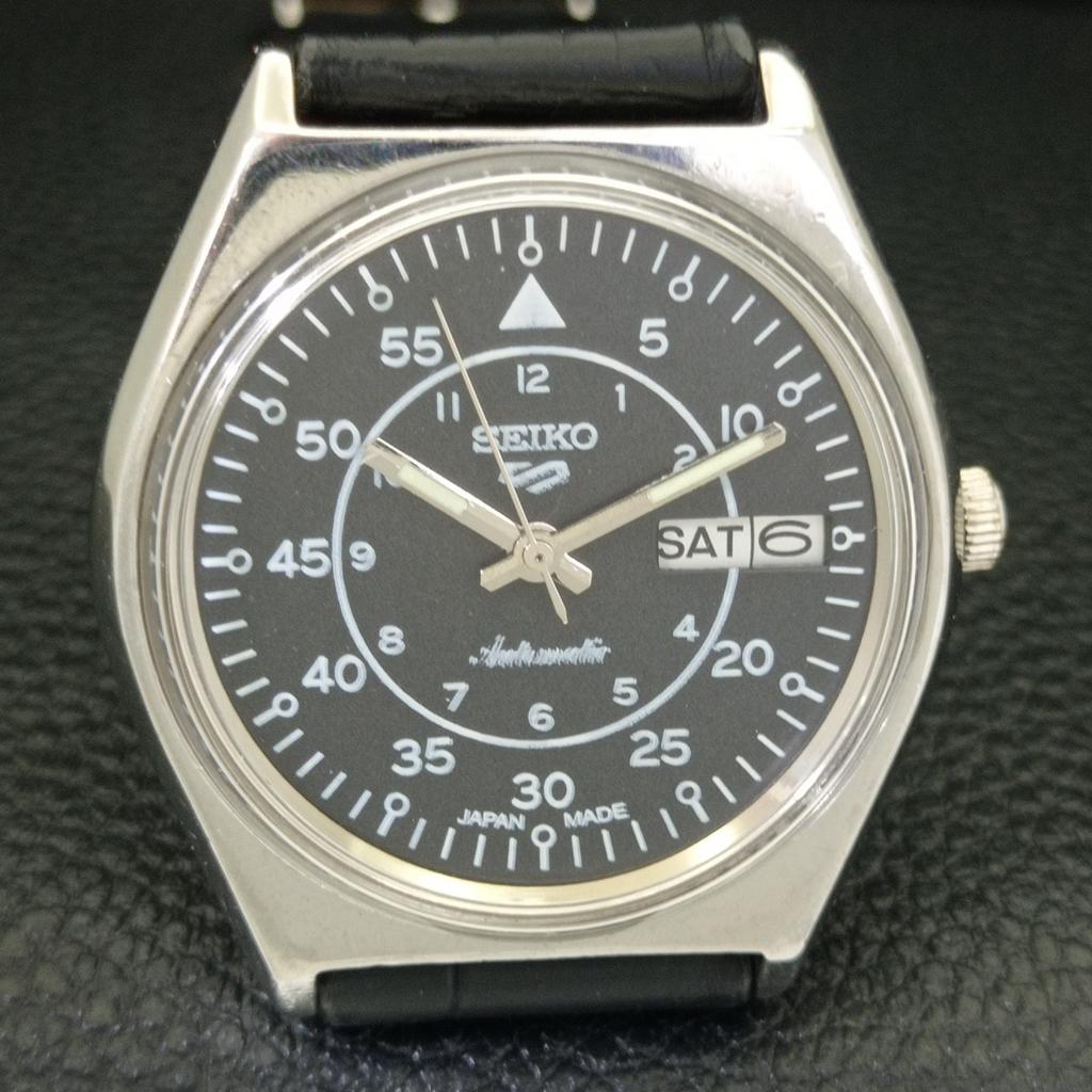 VINTAGE SEIKO 5 AUTOMATIC 6309A JAPAN MENS BLACK COLOR DIAL WATCH A701520-5 R206b-a701520
