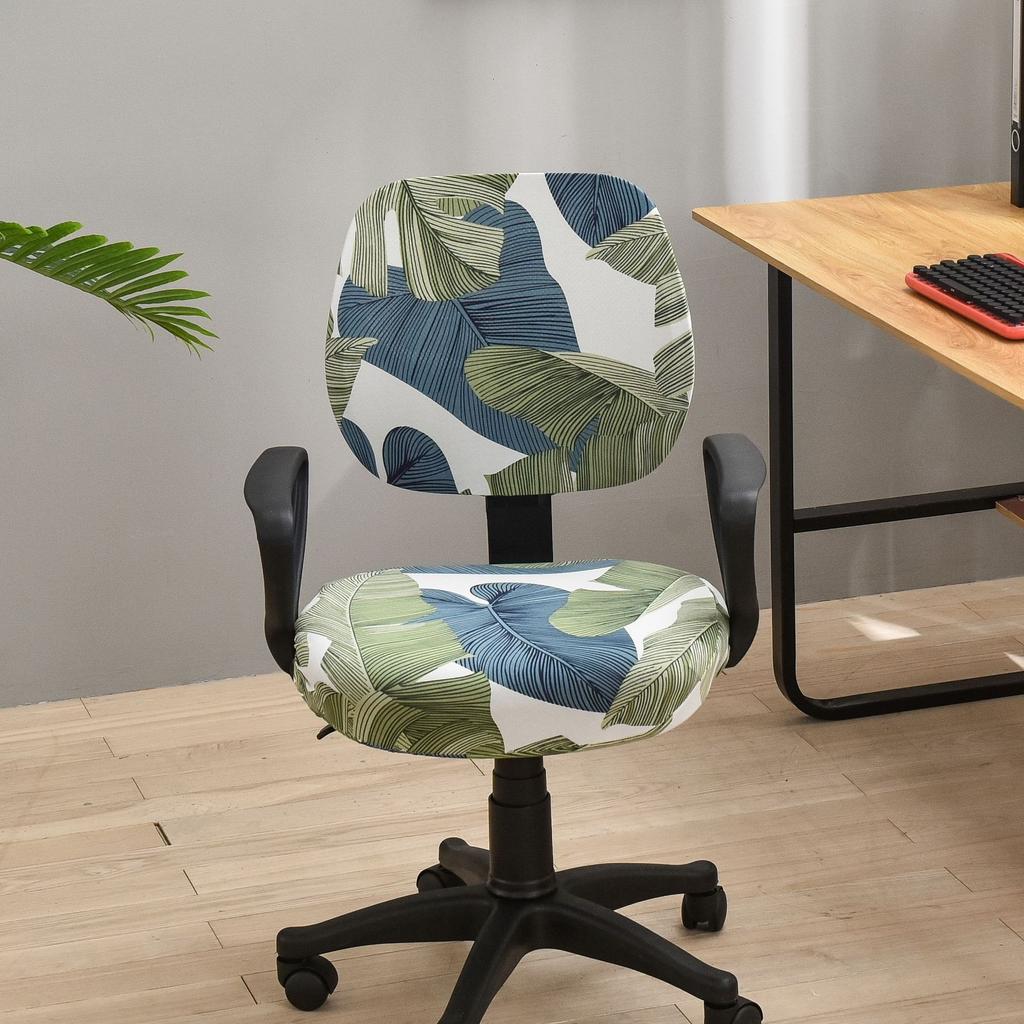 Printed Chair Cover Universal Elastic Office Chair Cover One-Piece Dining Chair Cover Simple Solid Color Dust-Proof And Dirt-Resistant Stool Cover