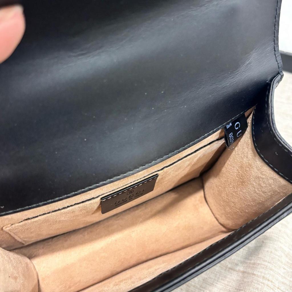 [Pre-Owned] Sylvie Gold Buckle Striped Web Chain Satin Bow Mini Shoulder Bag - Very Good #19YEDED
