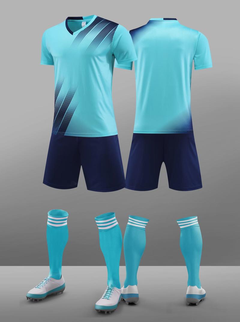 

Футбольная форма с коротким рукавом Костюм Подросток Ученик начальной школы Детская Командная спортивная форма с коротким рукавом Повседневная спортивная одежда 4XS небесно-голубой