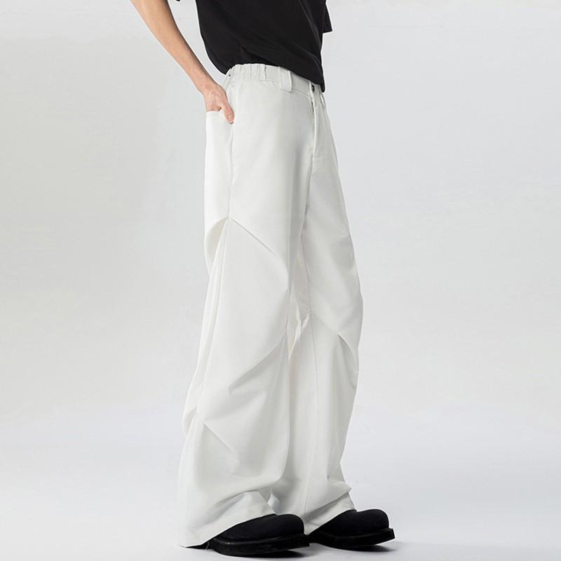 Pantalones Casuales Ligeros para Hombre con Pliegues, Corte Recto, Transpirables, Holgados, de Negocios