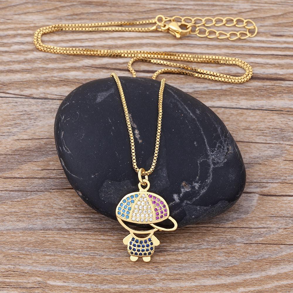 Nidin New 12 Styles Copper Zircon Boy Girl Love Necklaces Women Necklaces & Pendants chain Jewelry Charm Mother's Day Gift